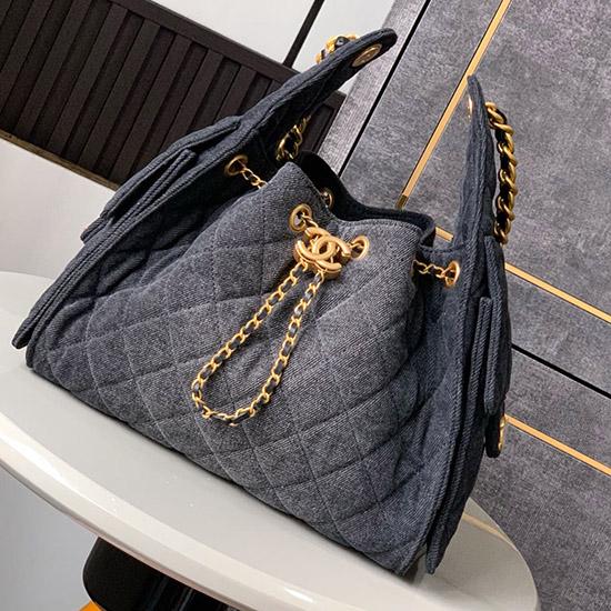 Chanel Denim 25 Small Handbag Black AS5293