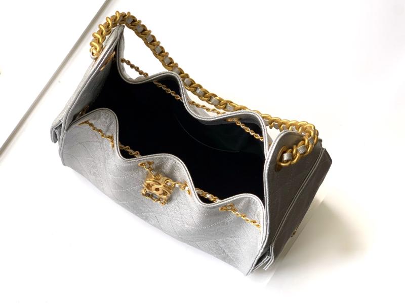 Chanel Grained Calfskin 25 Small Handbag Silver AS5293