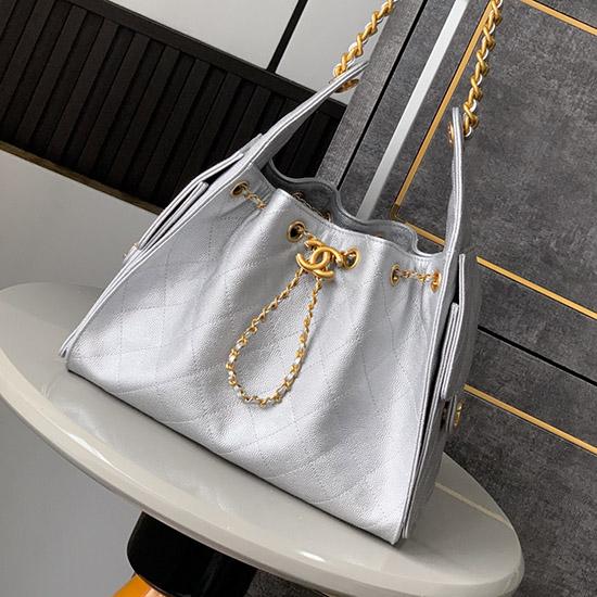 Chanel Grained Calfskin 25 Small Handbag Silver AS5293