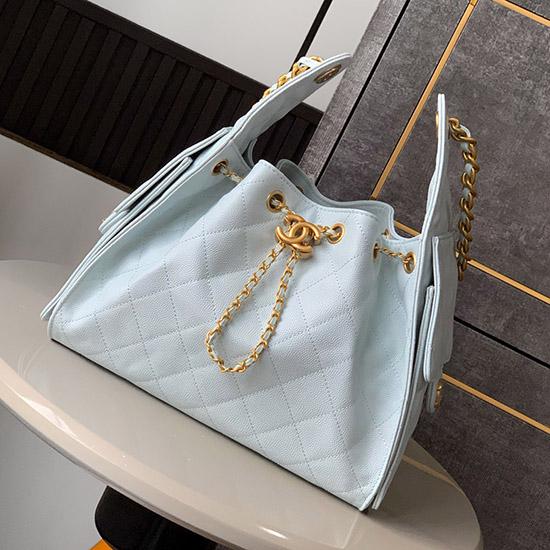Chanel Grained Calfskin 25 Small Handbag Blue AS5293