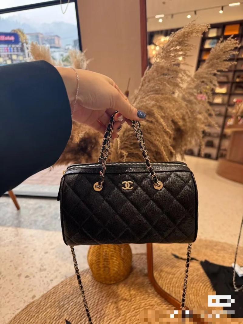 Chanel Grained Calfskin Mini Boston Bag Black AP4474