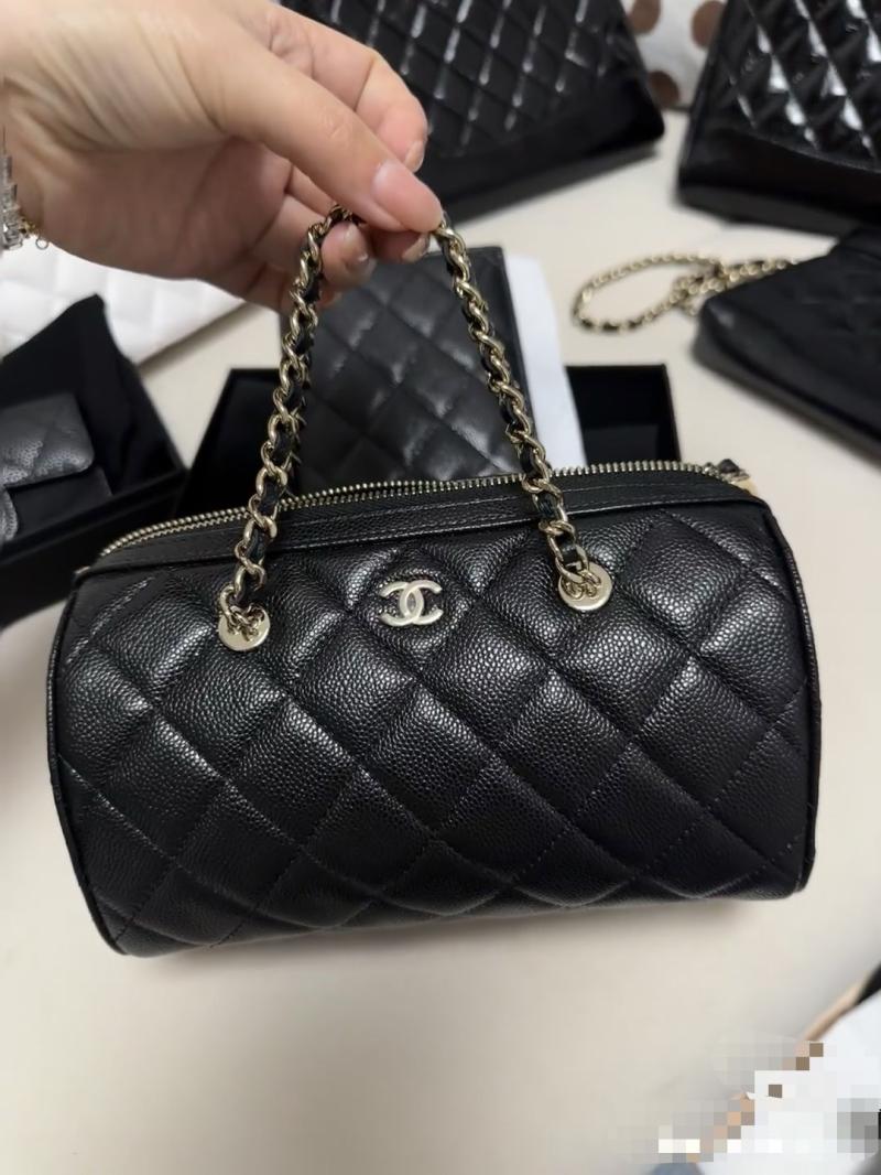 Chanel Grained Calfskin Mini Boston Bag Black AP4474