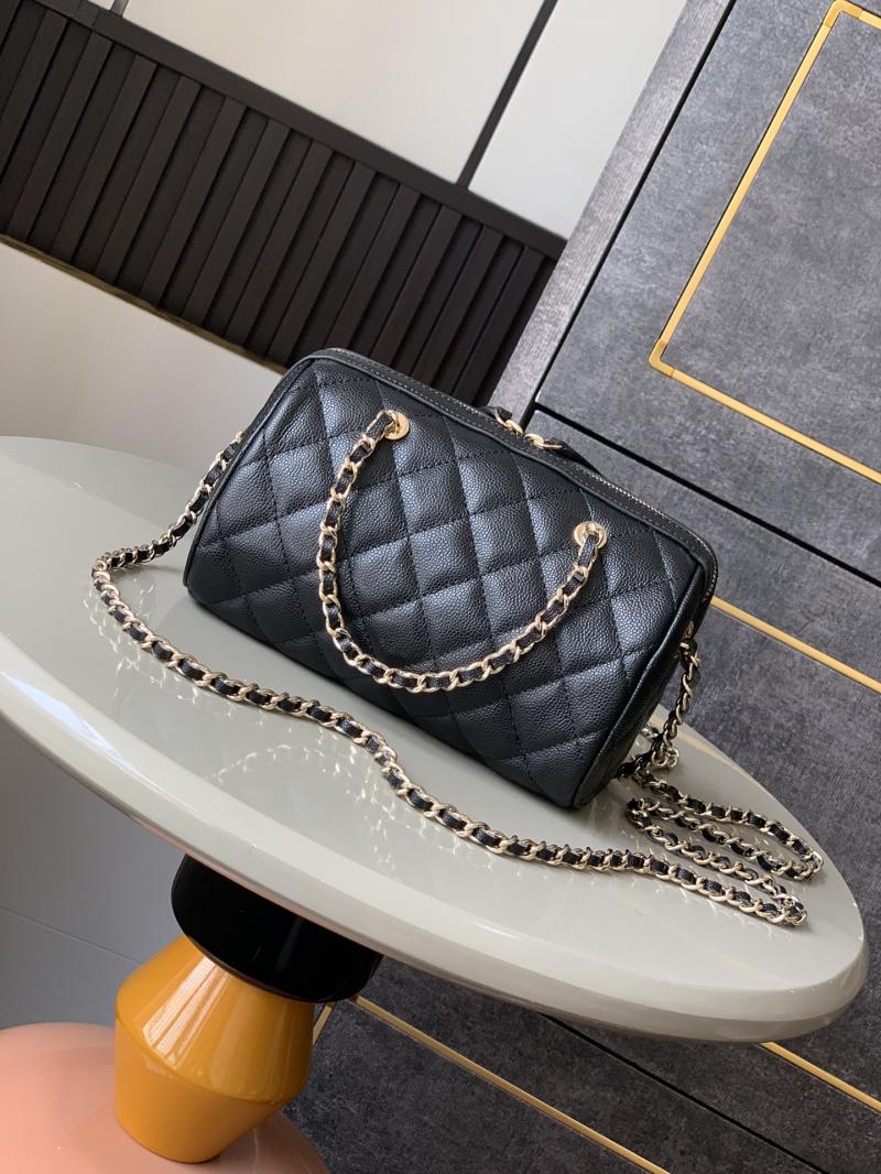 Chanel Grained Calfskin Mini Boston Bag Black AP4474