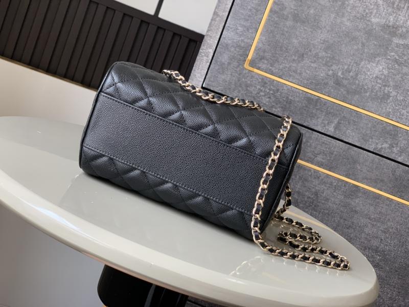 Chanel Grained Calfskin Mini Boston Bag Black AP4474