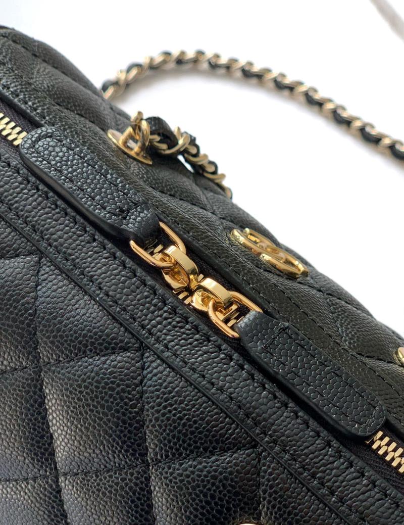 Chanel Grained Calfskin Mini Boston Bag Black AP4474