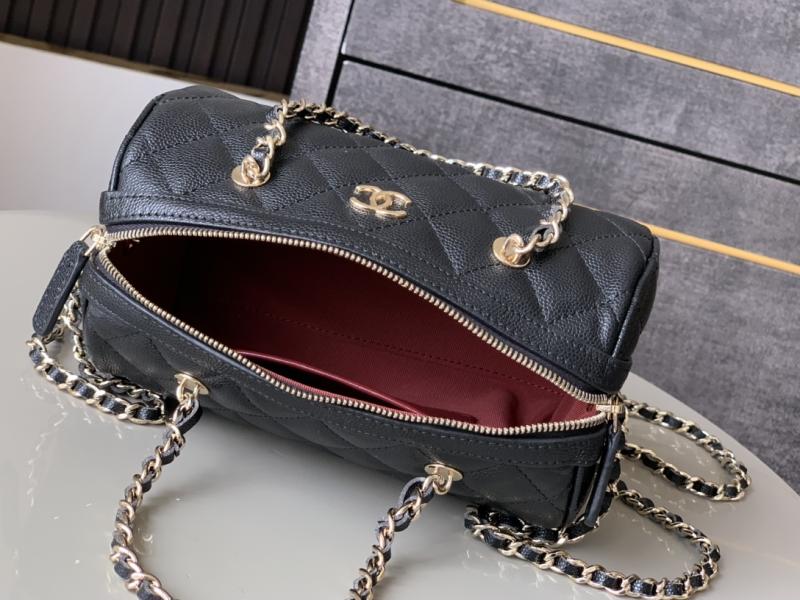 Chanel Grained Calfskin Mini Boston Bag Black AP4474