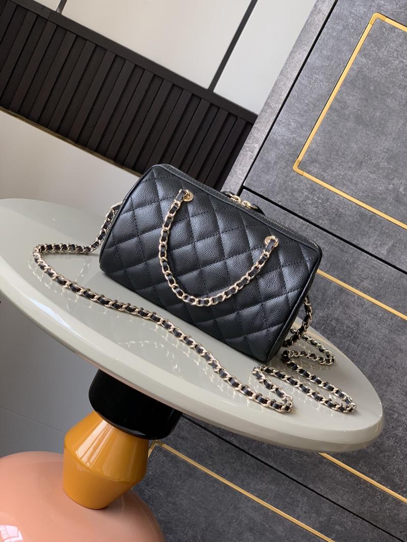 Chanel Grained Calfskin Mini Boston Bag Black AP4475