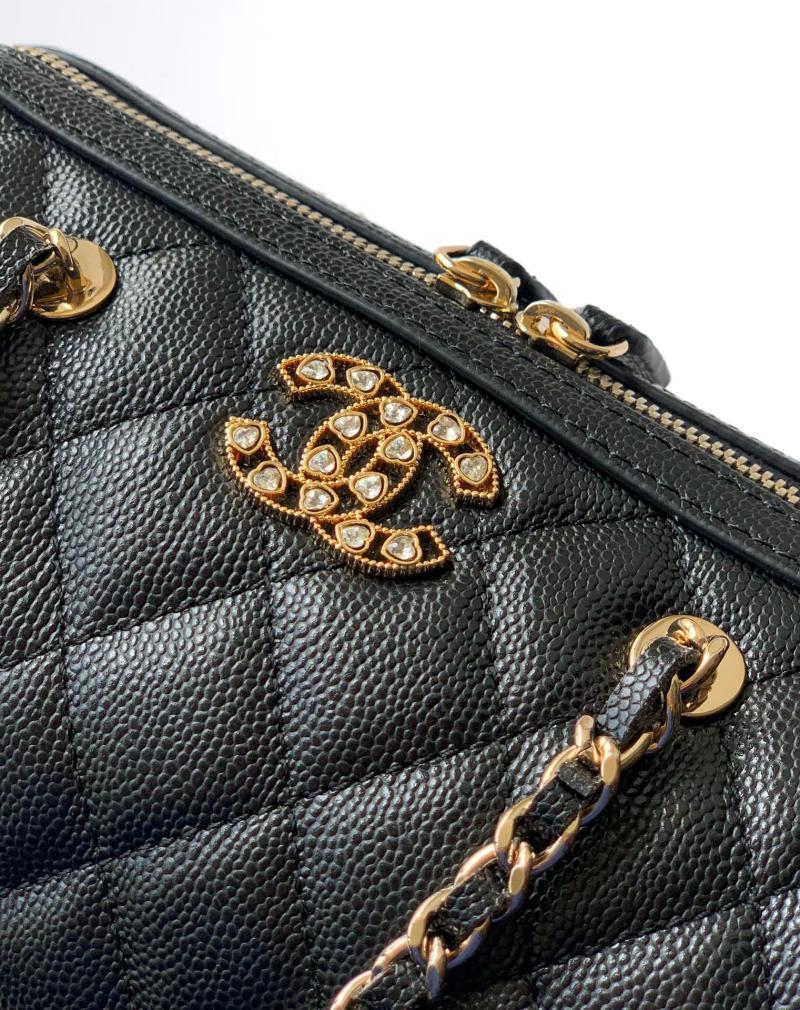 Chanel Grained Calfskin Mini Boston Bag Black AP4475