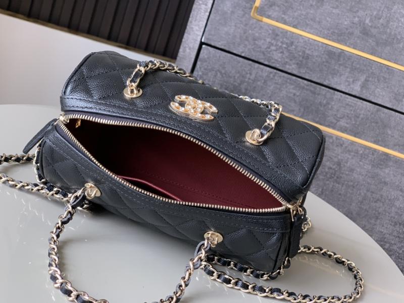 Chanel Grained Calfskin Mini Boston Bag Black AP4475