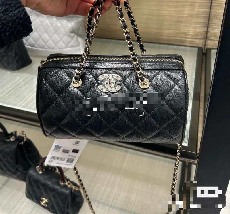 Chanel Grained Calfskin Mini Boston Bag Black AP4475