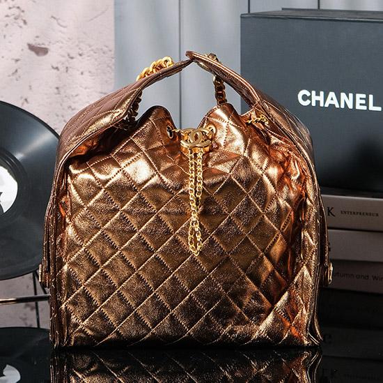 Chanel Lambskin 25 Medium Handbag Gold AS5311