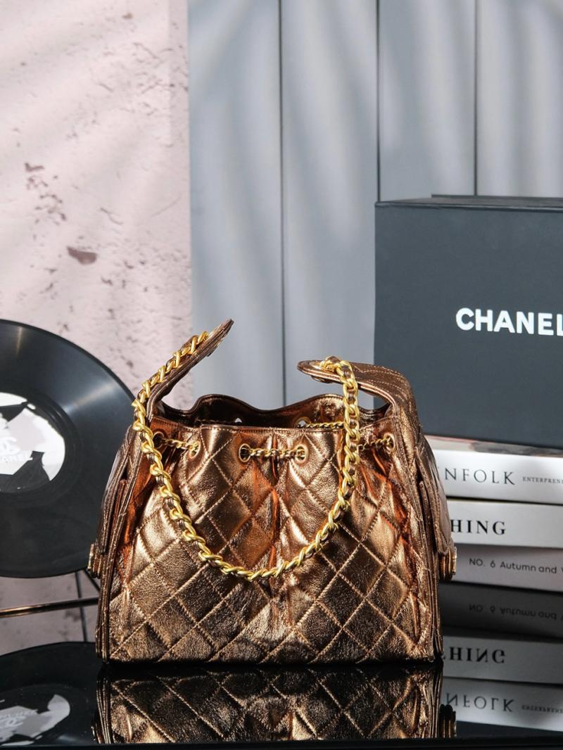 Chanel Lambskin 25 Small Handbag Gold AS5293