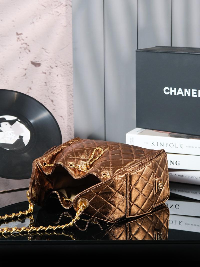 Chanel Lambskin 25 Small Handbag Gold AS5293