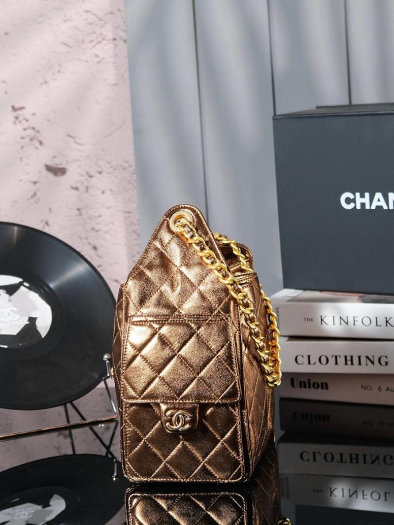 Chanel Lambskin 25 Small Handbag Gold AS5293
