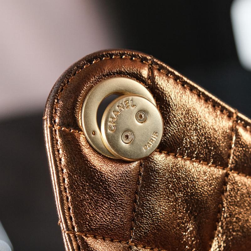 Chanel Lambskin 25 Small Handbag Gold AS5293