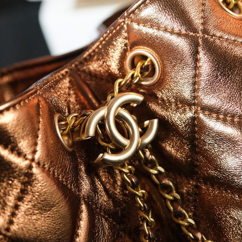 Chanel Lambskin 25 Small Handbag Gold AS5293