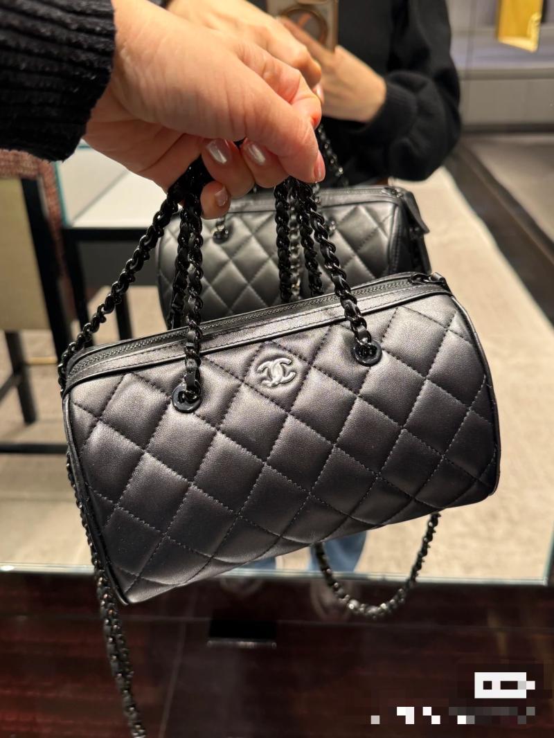 Chanel Lambskin Mini Boston Bag Black AP4474