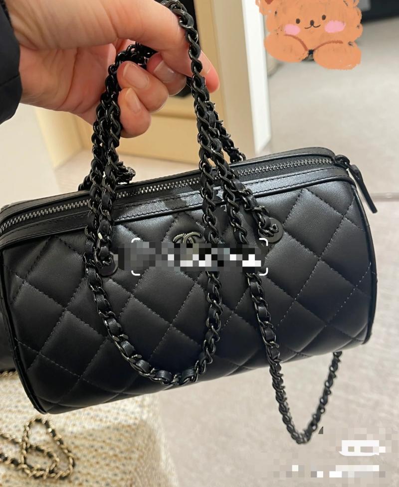 Chanel Lambskin Mini Boston Bag Black AP4474