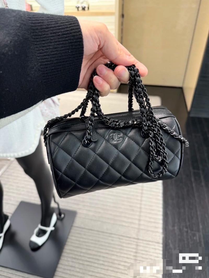 Chanel Lambskin Mini Boston Bag Black AP4474