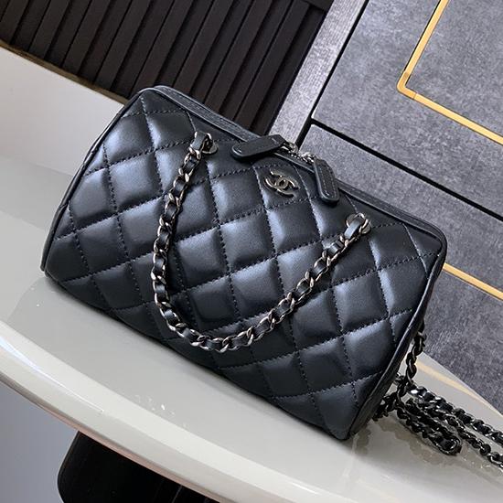 Chanel Lambskin Mini Boston Bag Black AP4474