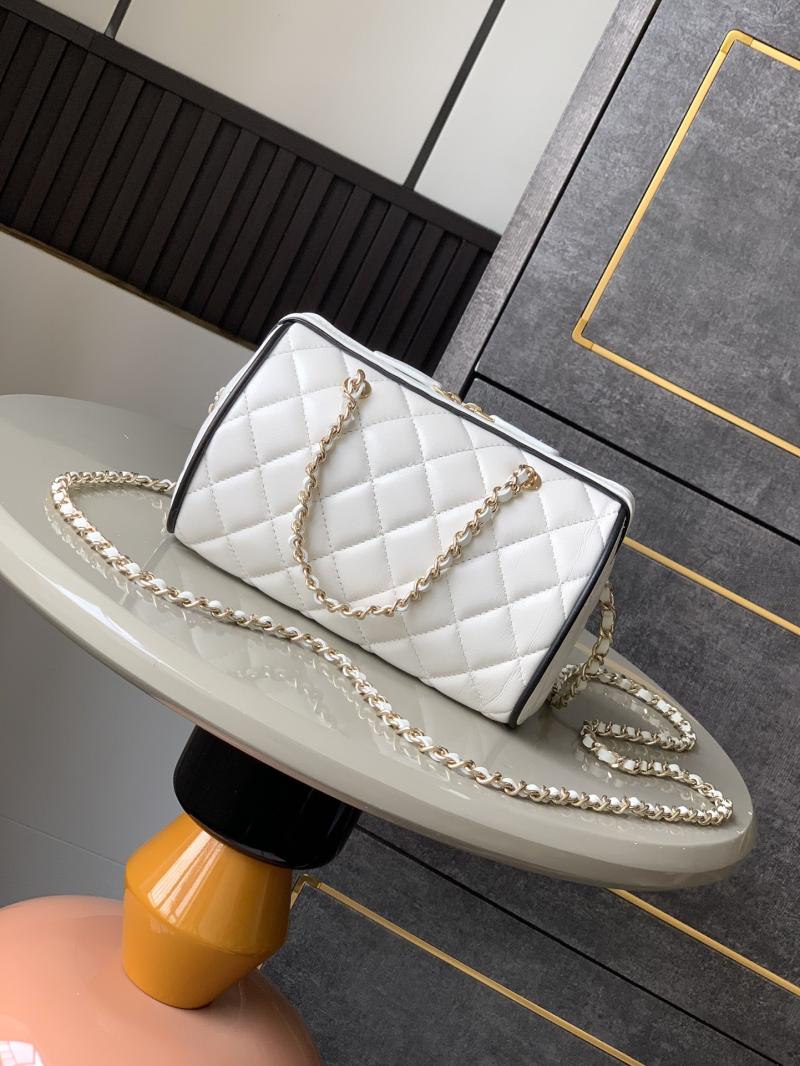 Chanel Mini Boston Bag White AP4474