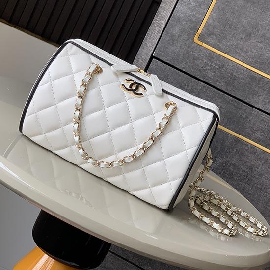 Chanel Mini Boston Bag White AP4474