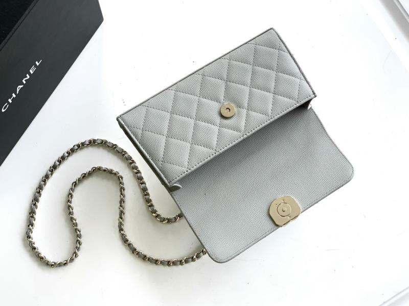 Chanel Phone Holder with Chain Light Grey AP3238