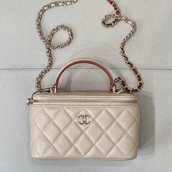Chanel Vanity Case With Chain Beige AP2199