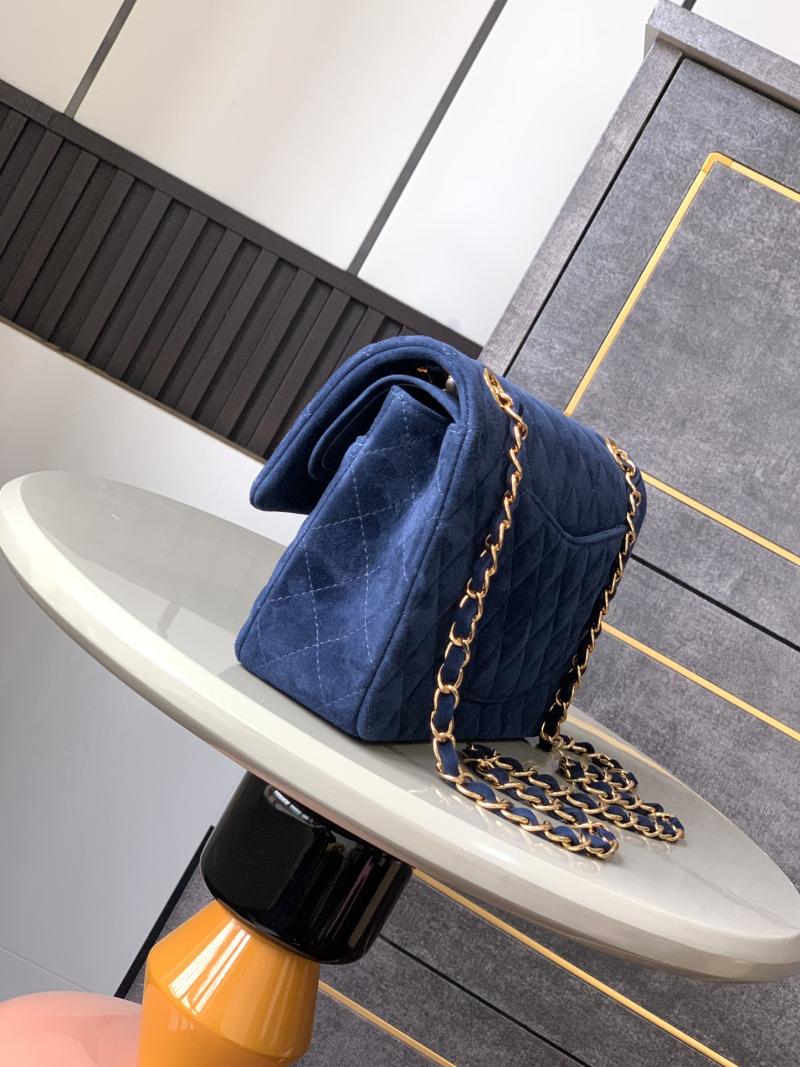 Medium Chanel Suede Flap Bag A01112 Blue