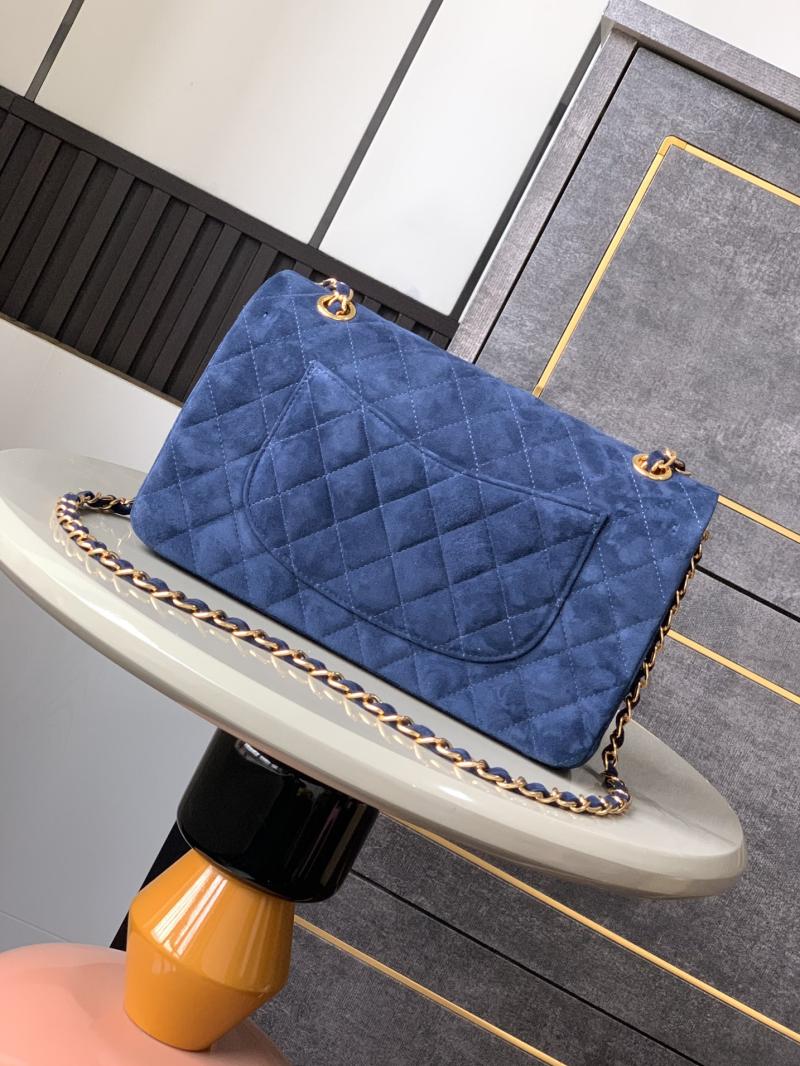 Medium Chanel Suede Flap Bag A01112 Blue
