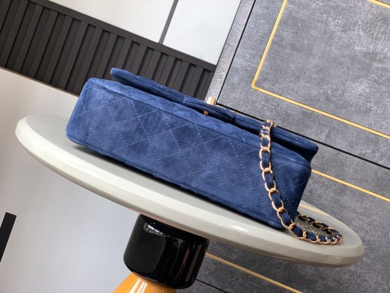 Medium Chanel Suede Flap Bag A01112 Blue