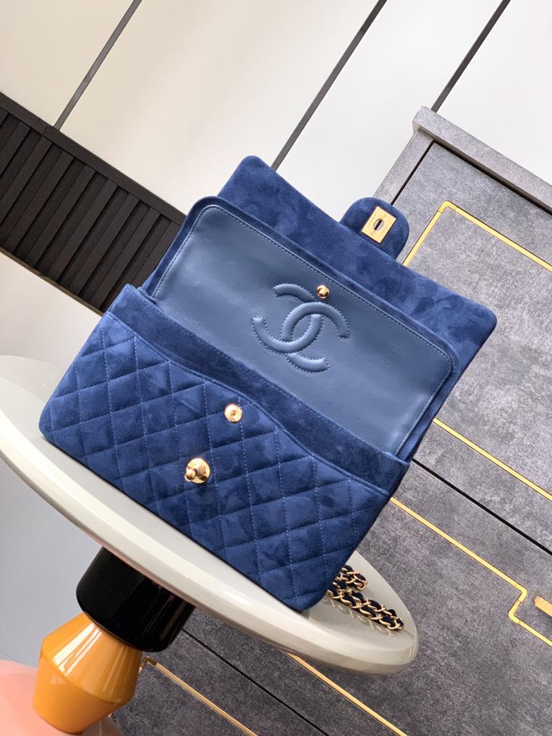 Medium Chanel Suede Flap Bag A01112 Blue