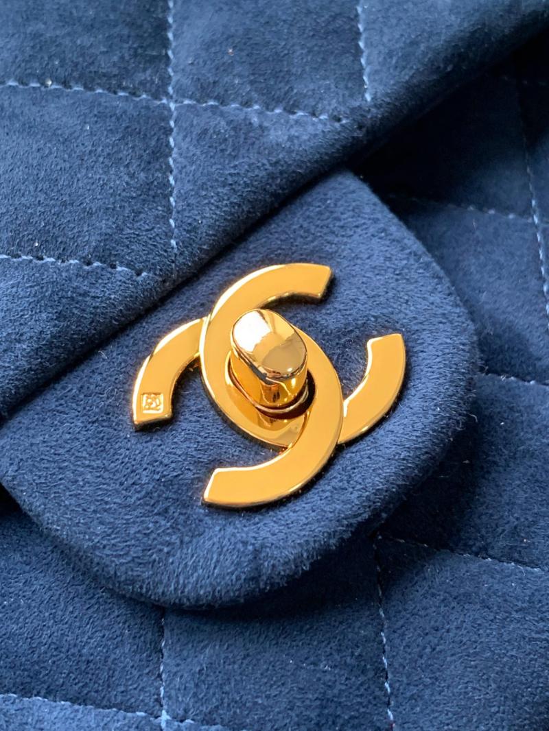 Medium Chanel Suede Flap Bag A01112 Blue