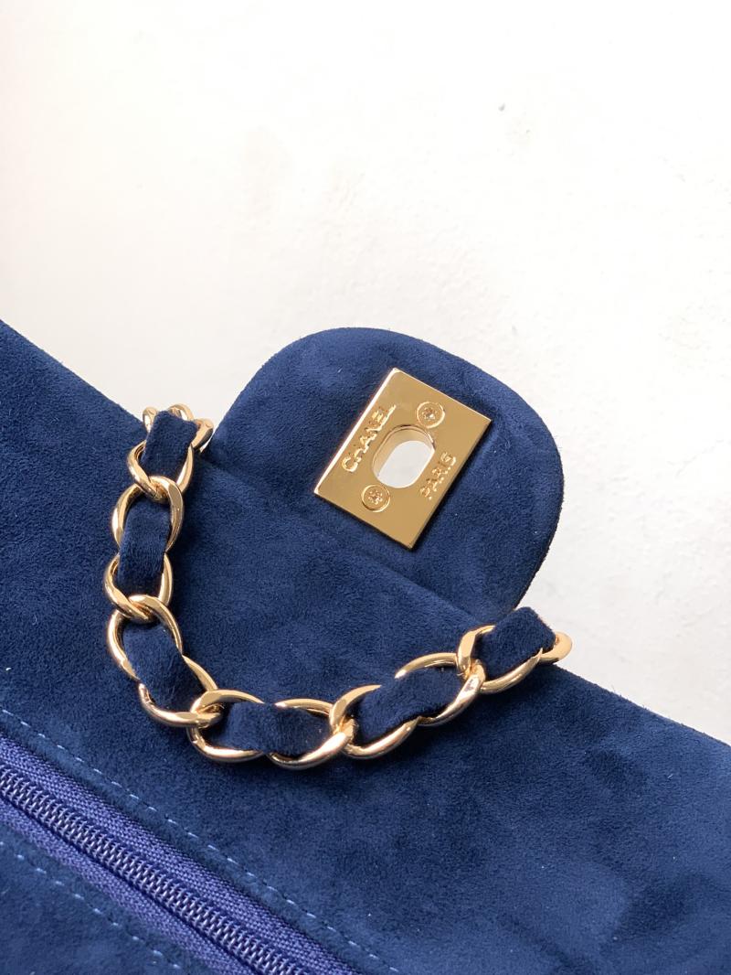 Medium Chanel Suede Flap Bag A01112 Blue
