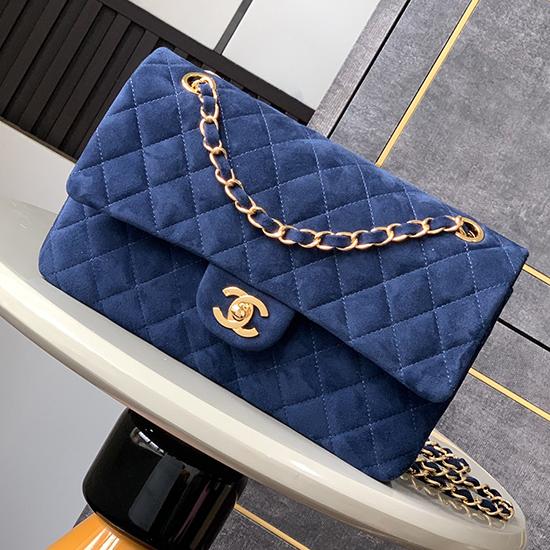 Medium Chanel Suede Flap Bag A01112 Blue