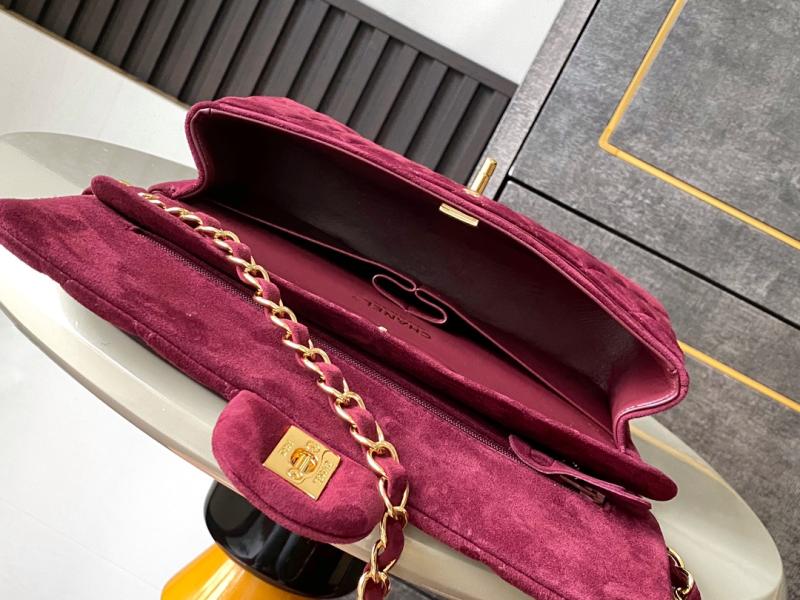 Medium Chanel Suede Flap Bag A01112 Red