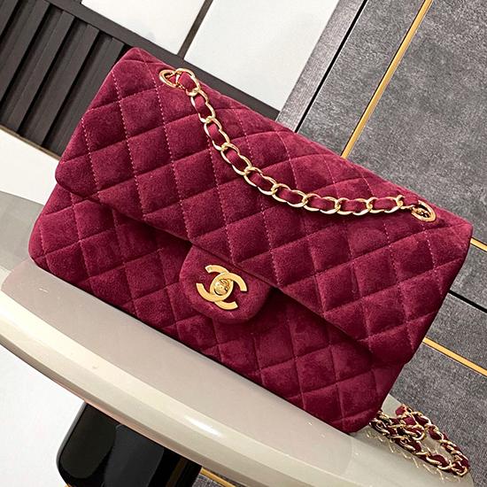 Medium Chanel Suede Flap Bag A01112 Red