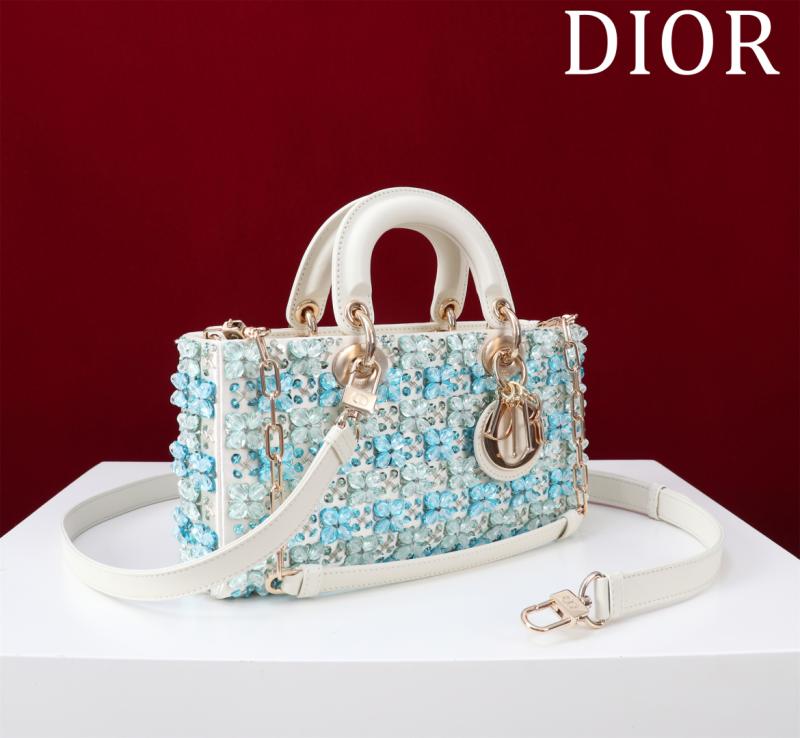 Medium Lady D-Joy Embroidered Bag Blue M0540