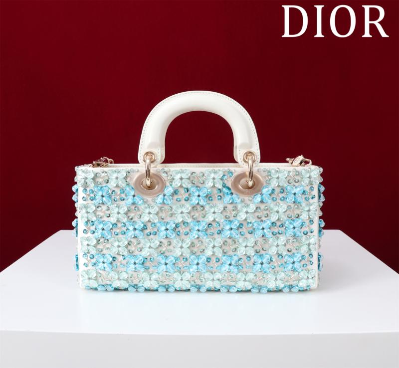 Medium Lady D-Joy Embroidered Bag Blue M0540