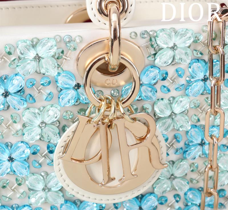 Medium Lady D-Joy Embroidered Bag Blue M0540