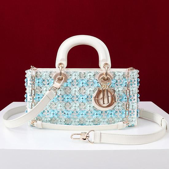 Medium Lady D-Joy Embroidered Bag Blue M0540