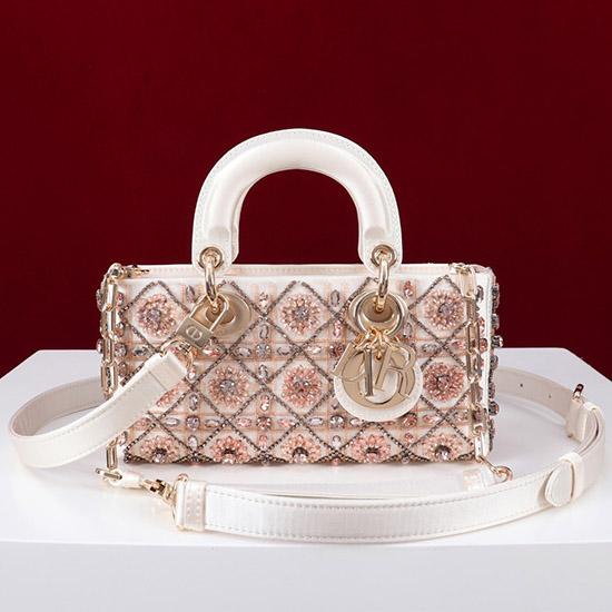 Medium Lady D-Joy Embroidered Bag Pink M0541