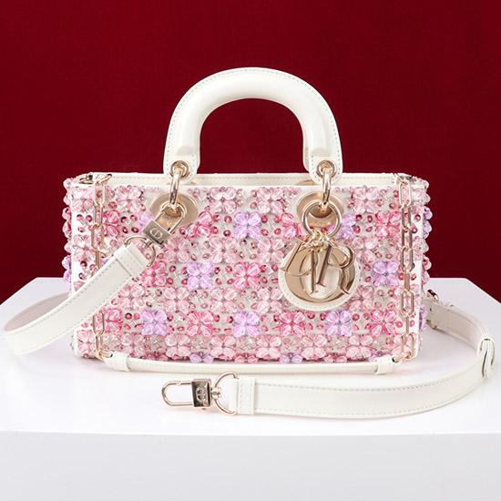 Medium Lady D-Joy Embroidered Bag Pink M0540