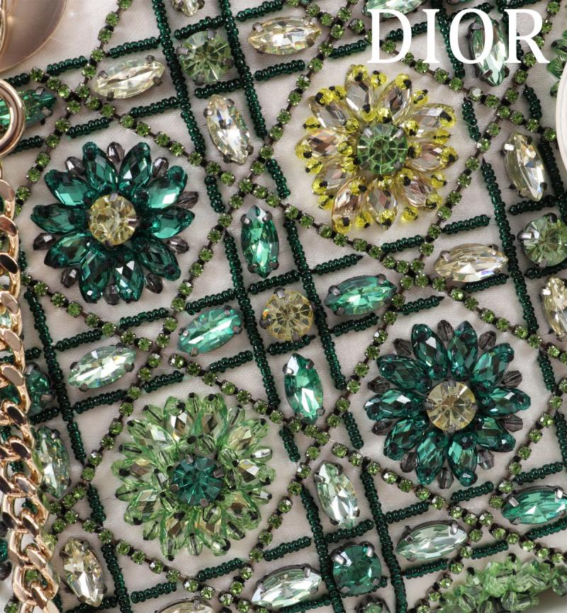 Mini Lady dior Embroidered Bag Green M0505
