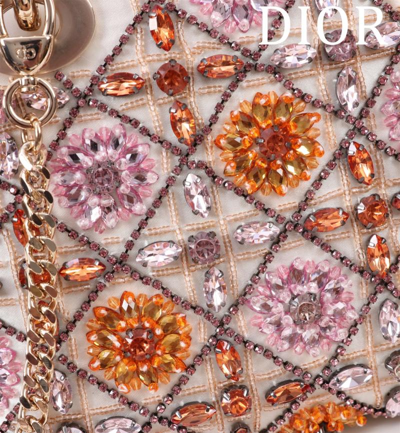 Mini Lady dior Embroidered Bag Pink M0505
