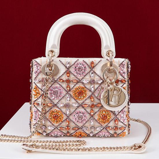 Mini Lady dior Embroidered Bag Pink M0505