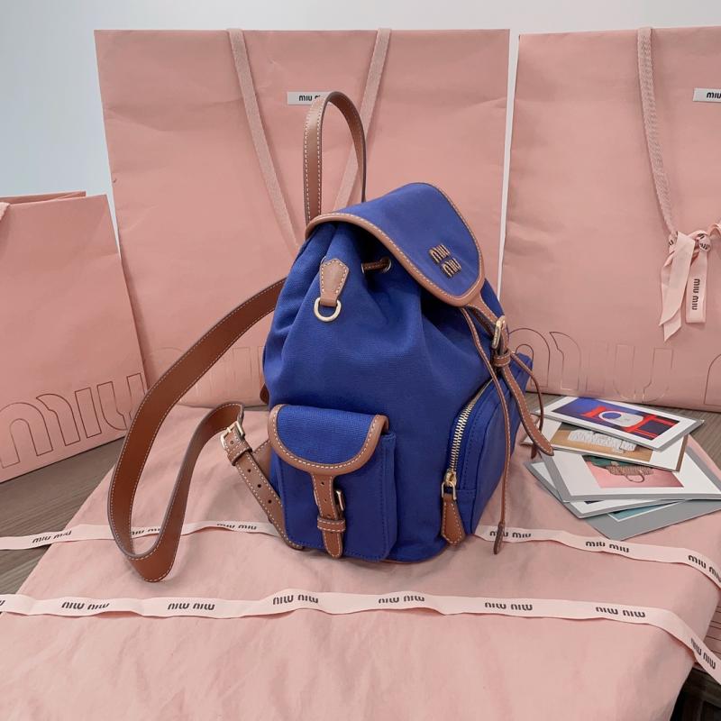 Miu Miu Canvas and leather backpack Blue 5BZ042