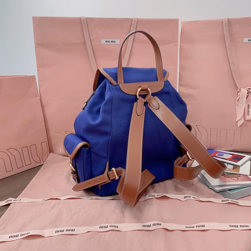 Miu Miu Canvas and leather backpack Blue 5BZ042