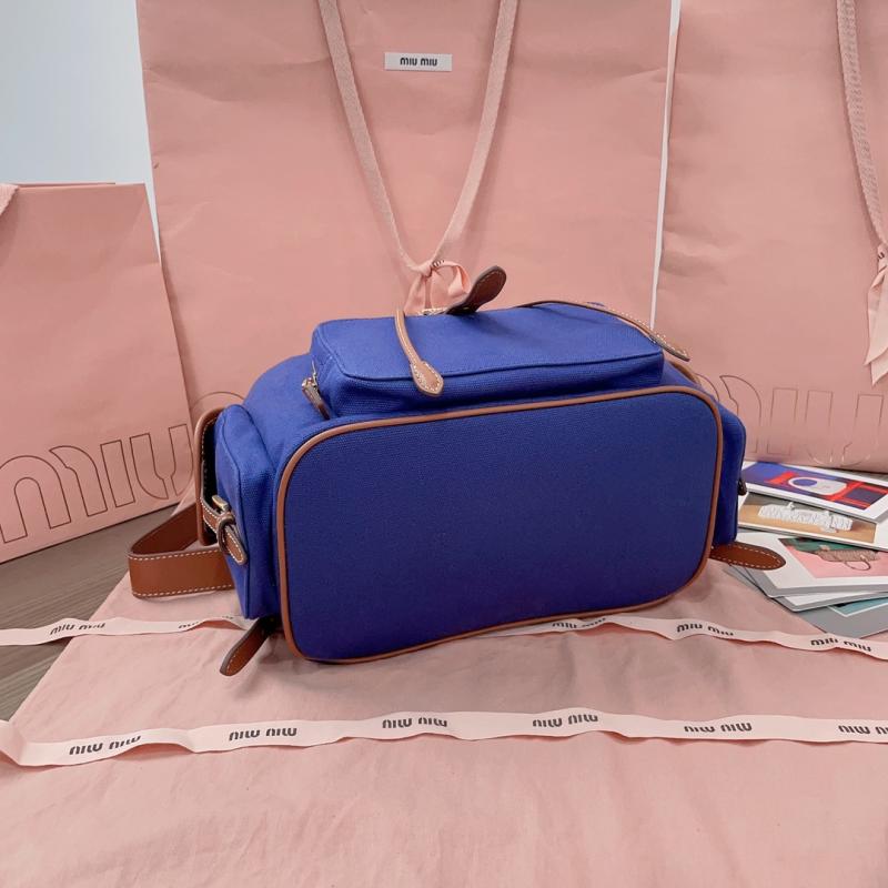 Miu Miu Canvas and leather backpack Blue 5BZ042