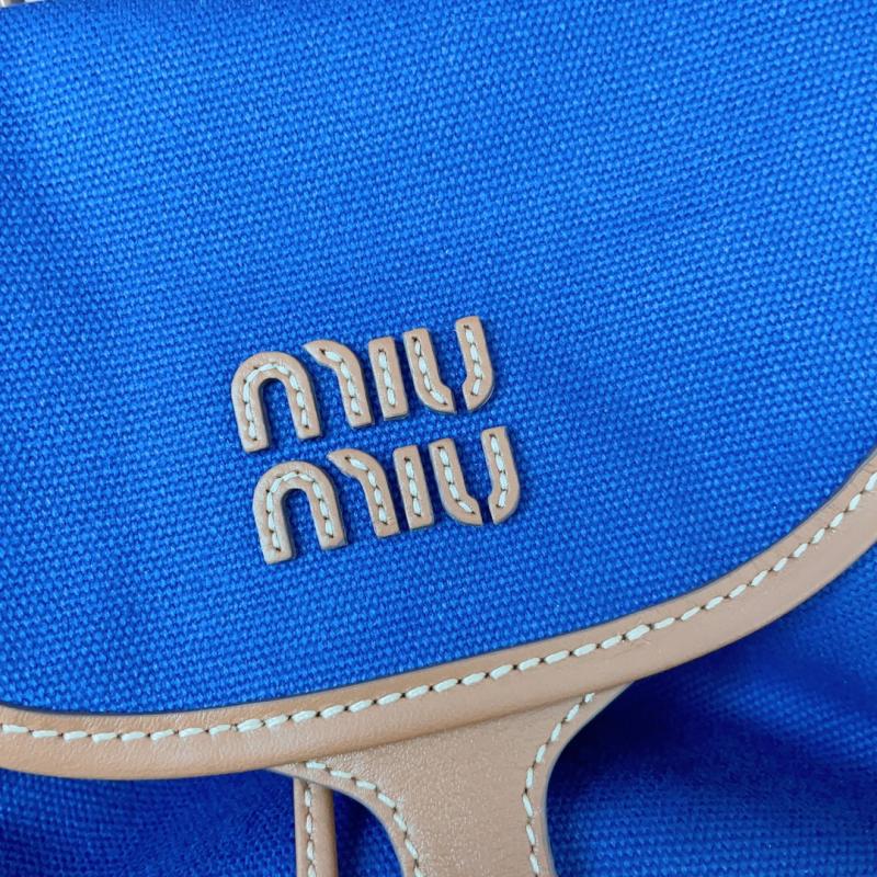 Miu Miu Canvas and leather backpack Blue 5BZ042